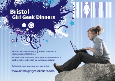 A generic poster for girl geek dinners in Bristol
